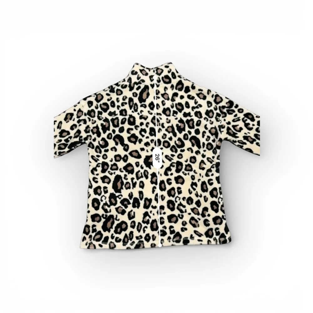 BKE Women’s Leopard Print Fleece Pullover Snap Neck Sweatshirt Medium - Picture 4 of 8